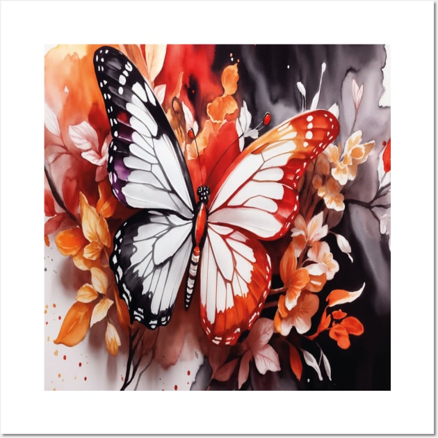 orange watercolor butterfly Wall Art by WoodShop93